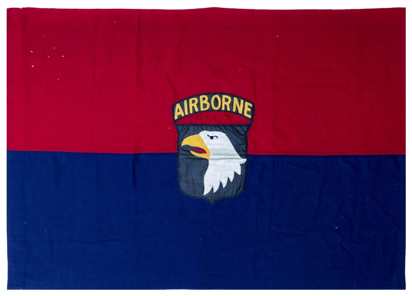 Scarce 101st Airborne Division Flag From WWII -- One of the Few Field Expedient Flags That Survived the War, With Provenance Attributing it to General Maxwell Taylor